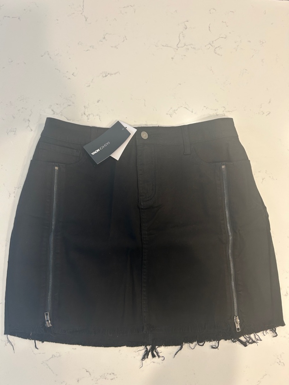 Brand New Fashion Nova Black Mini Skirt with Dual Zippers